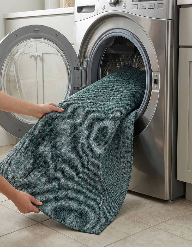 Detail image of 2' x 7' 8  Washable Solid Indoor / Outdoor Runner Rug