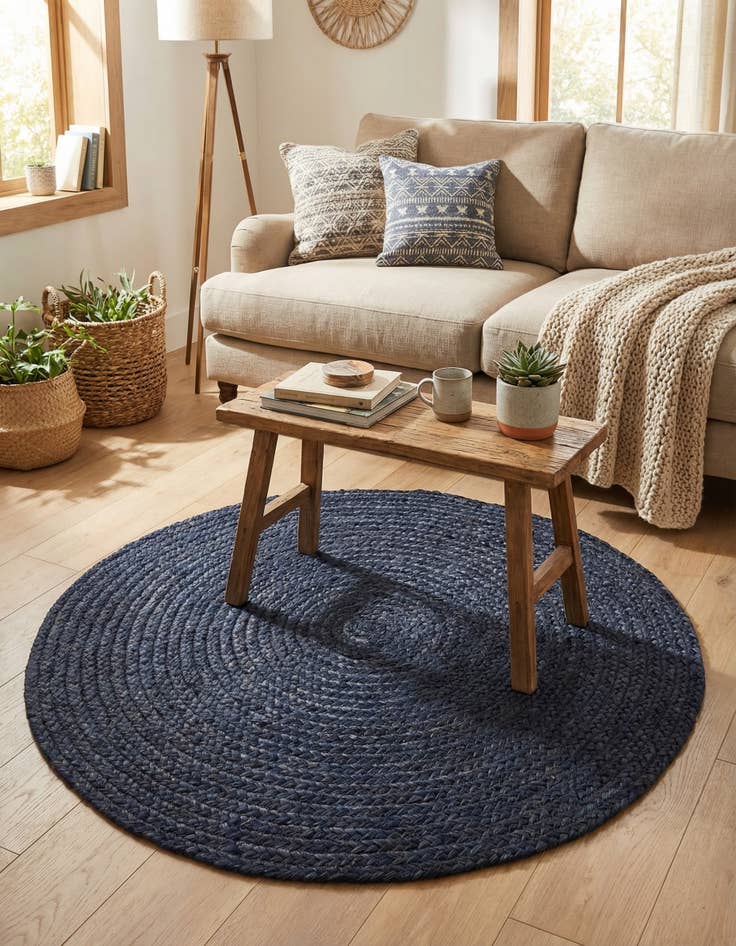 Detail image of 3' 3 x 3' 3 Handmade Braided Jute Round Rug