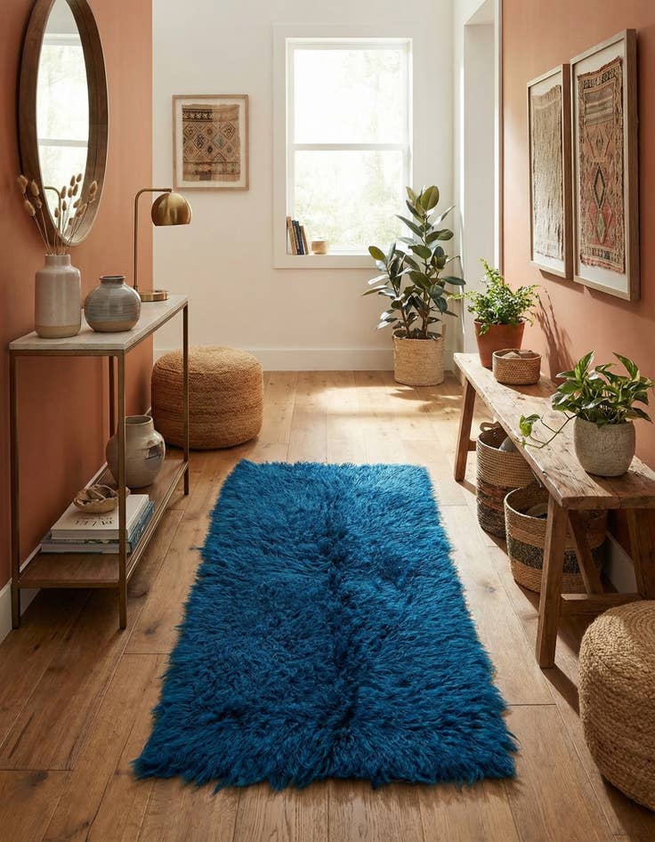 Detail image of 2' 5 x 5'  Hand Knotted Moroccan Wool Runner Rug