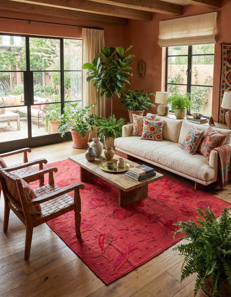 Detail image of 4' 10 x 6' 2  Hand Woven Kilim Suzani Wool Rug