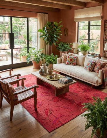 4' 10 x 6' 2 Hand Woven Kilim Suzani Wool Rug