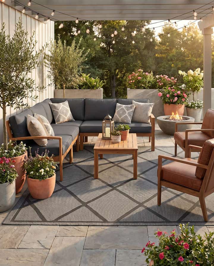 9' x 12' Easy-Clean Trellis Indoor / Outdoor Rug