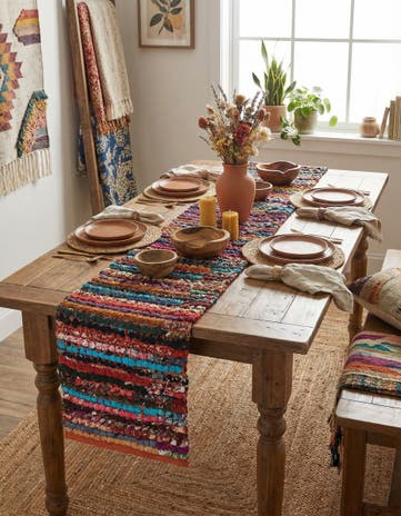 1' 2 x 4' 1 Handmade Braided Chindi Table Runner Rug