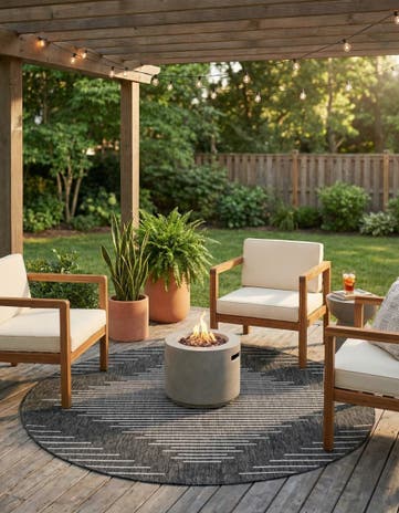 6' x 6' Easy-Clean Modern Indoor / Outdoor Round Rug