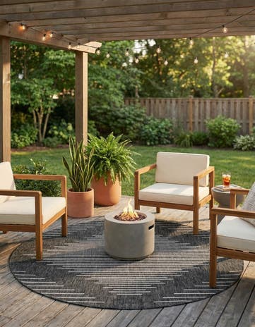 6' x 6' Easy-Clean Modern Indoor / Outdoor Round Rug