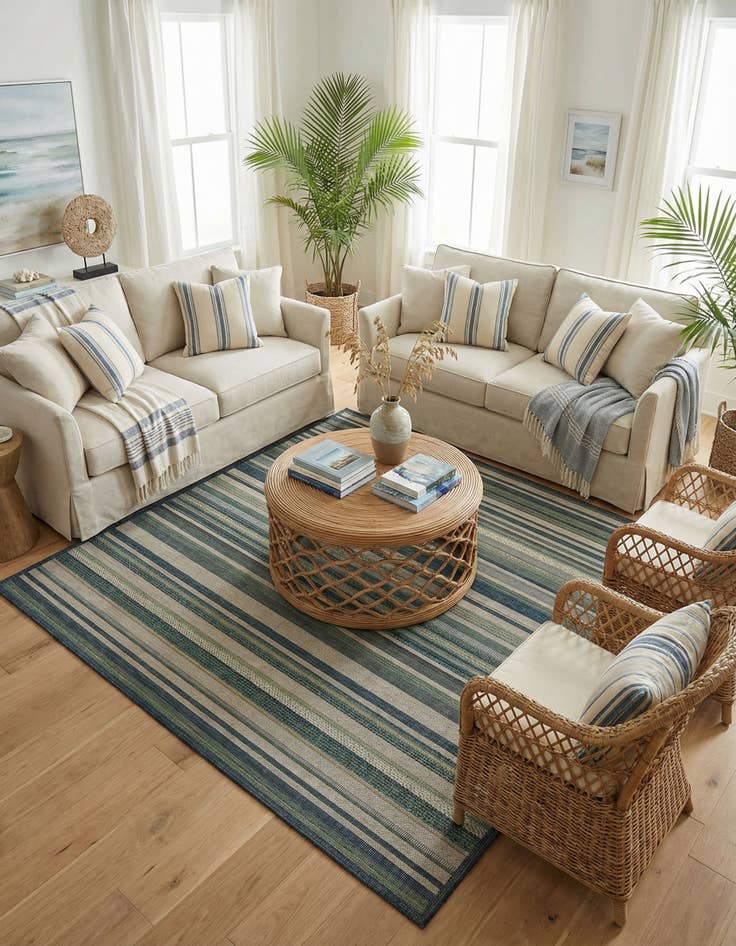 Detail image of 7' 10 x 7' 10  Washable Baja Indoor / Outdoor Square Rug