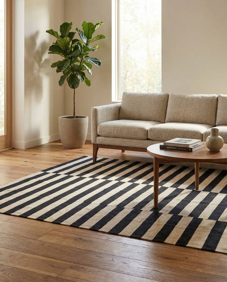 Detail image of 4' 3 x 6' Hand Woven Kilim Modern Wool Rug