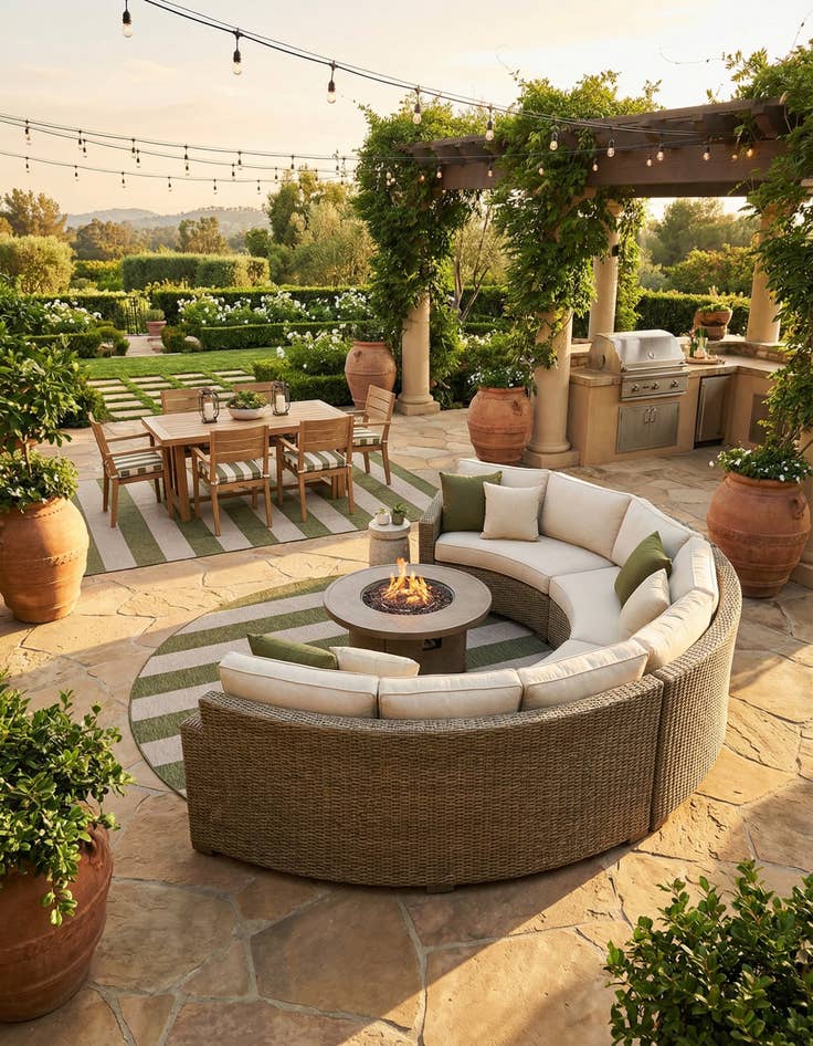 Detail image of 12' x 12'  Washable Striped Indoor / Outdoor Round Rug