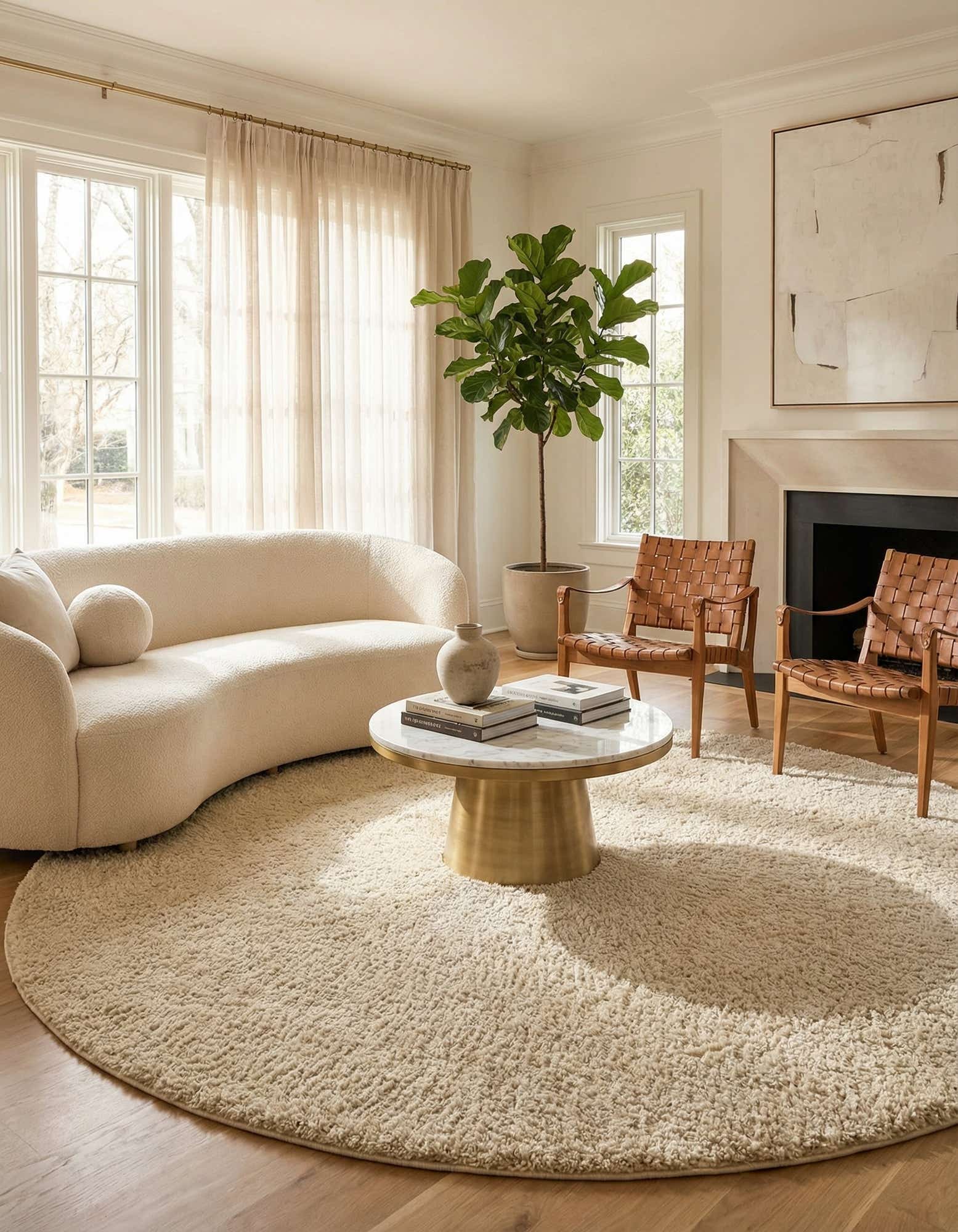 10' x 10' Soft Solid Shag Round Rug