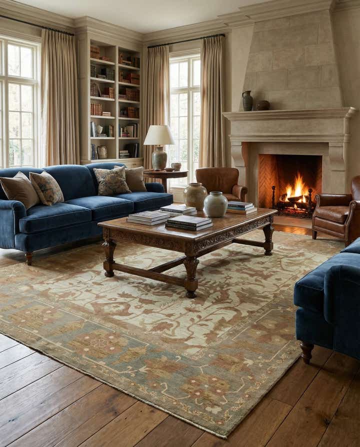 11' 7 x 15' 9 Hand Knotted Oushak Wool Rug