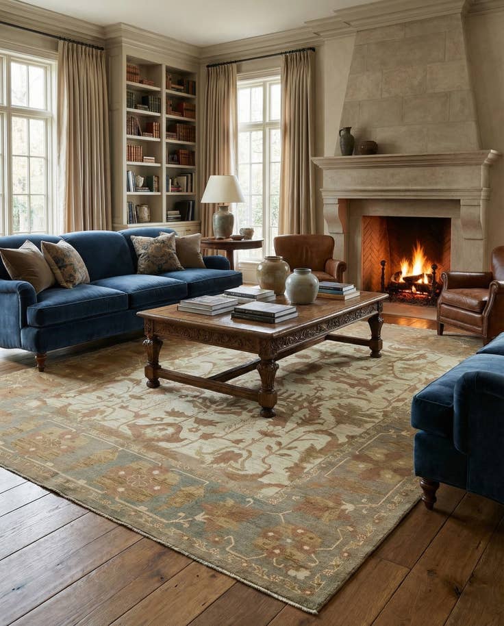 Detail image of 11' 7 x 15' 9 Hand Knotted Oushak Wool Rug