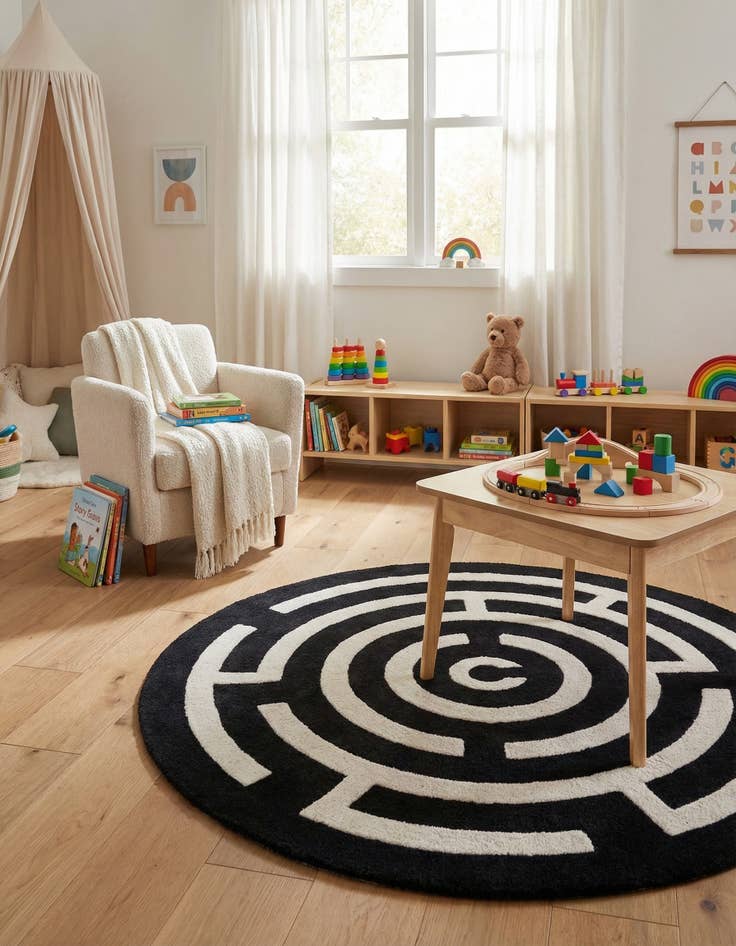 Detail image of  3' x 3' Playtime Kids Wool Round Rug