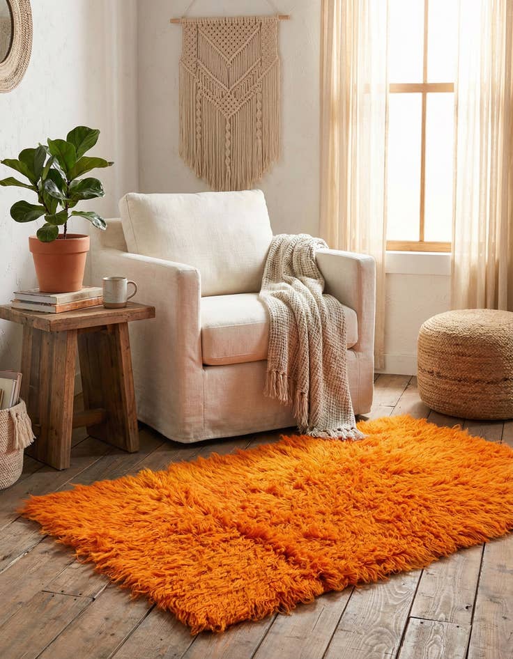 Detail image of 2' 4 x 4' 5  Hand Knotted Moroccan Wool Rug