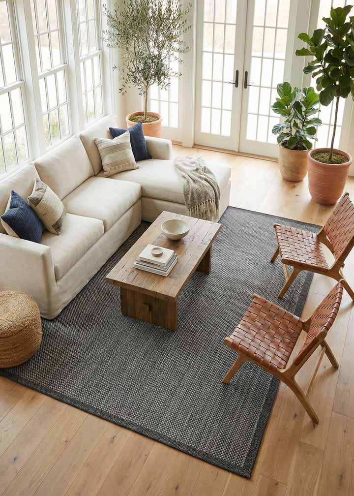 9' x 12' Easy-Clean Border Indoor / Outdoor Rug