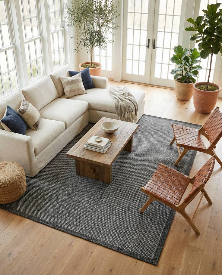 Detail image of 9' x 12' Easy-Clean Border Indoor / Outdoor Rug