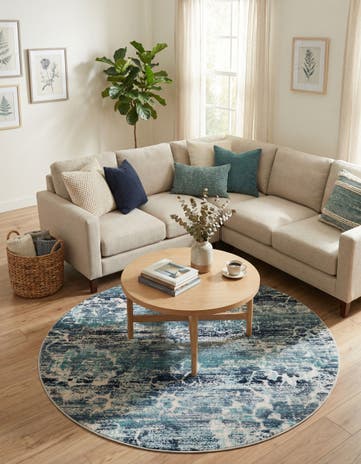 Blue Budapest Round Rug