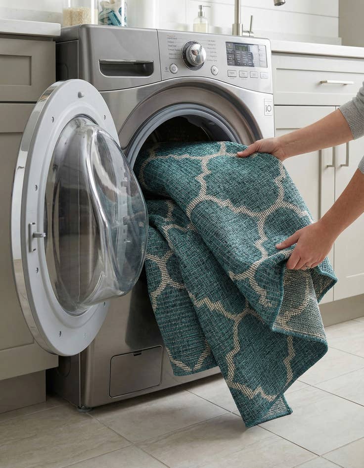 Detail image of  5' 3 x 5' 3  Washable Lattice Indoor / Outdoor Octagon Rug