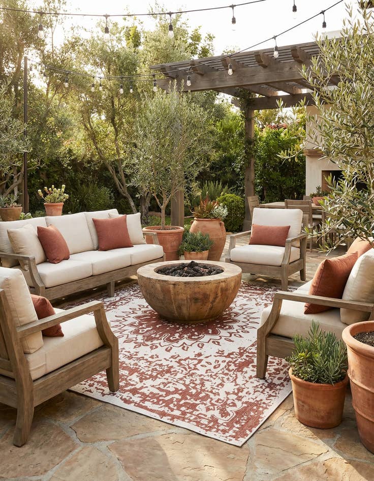 Detail image of 12' x 12'  Washable Traditional Indoor / Outdoor Square Rug