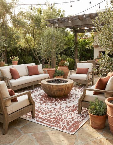 12' x 12' Easy-Clean Traditional Indoor / Outdoor Square Rug