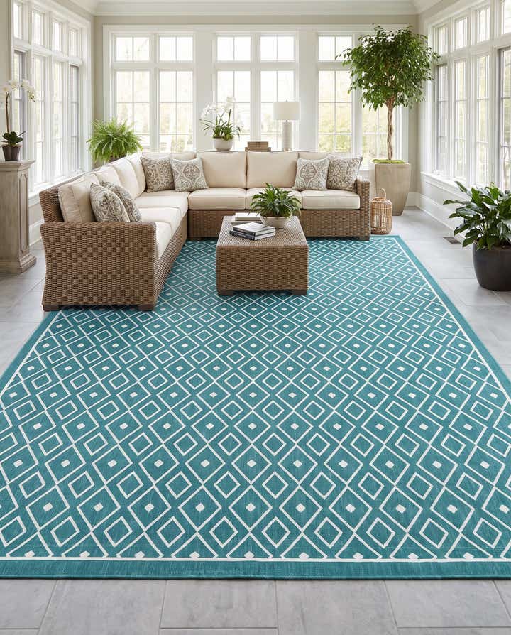 9' x 12' Easy-Clean Lattice Indoor / Outdoor Rug