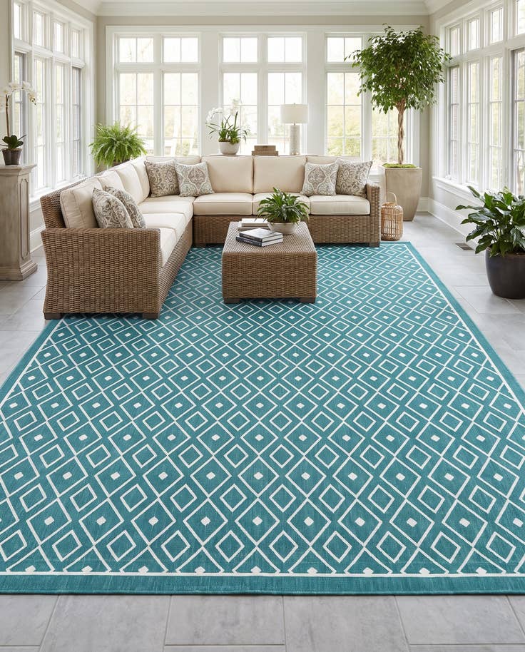 Detail image of 9' x 12' Easy-Clean Lattice Indoor / Outdoor Rug