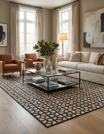 8' 1 x 10' Cowhide Leather Rug