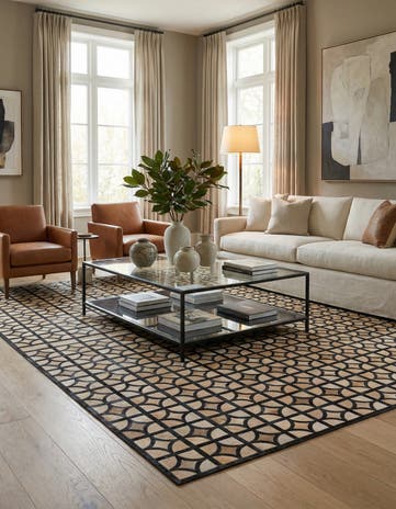 8' 1 x 10' Cowhide Leather Rug