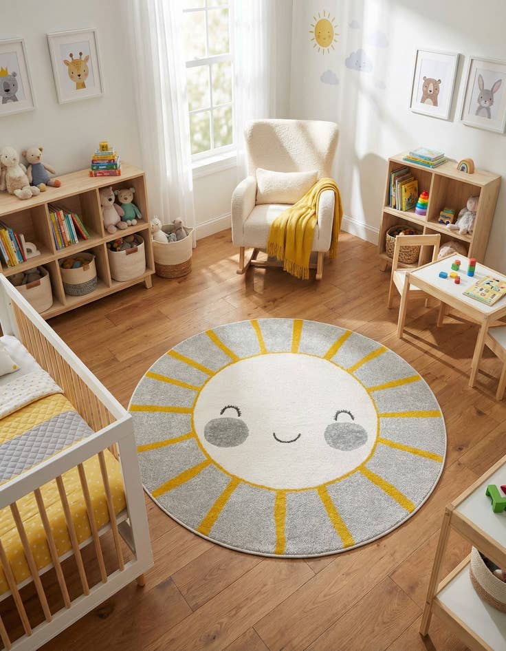 Detail image of 5' 3 x 5' 3 Sun Whimsy Kids Round Rug