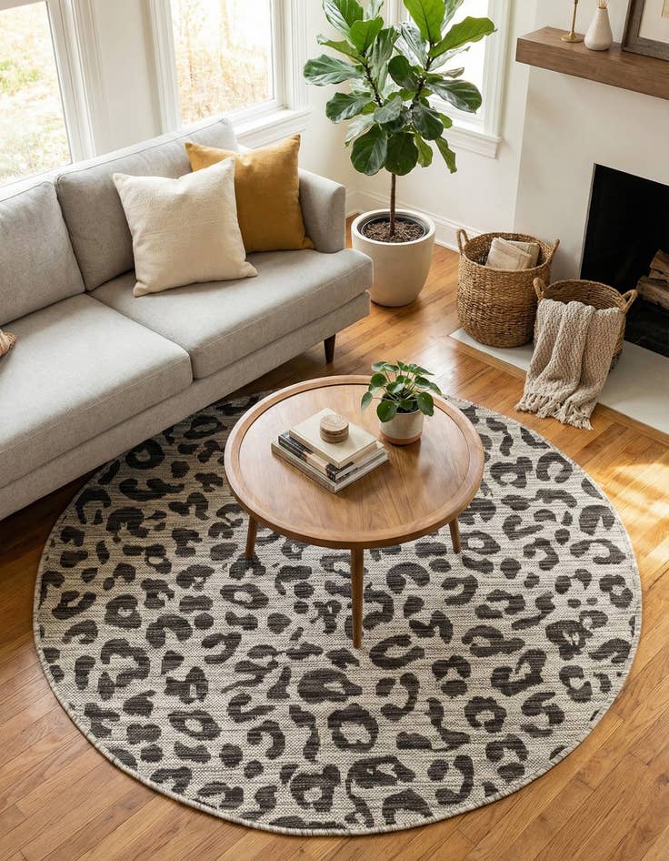 Detail image of  4' x 4'  Washable Safari Indoor / Outdoor Round Rug