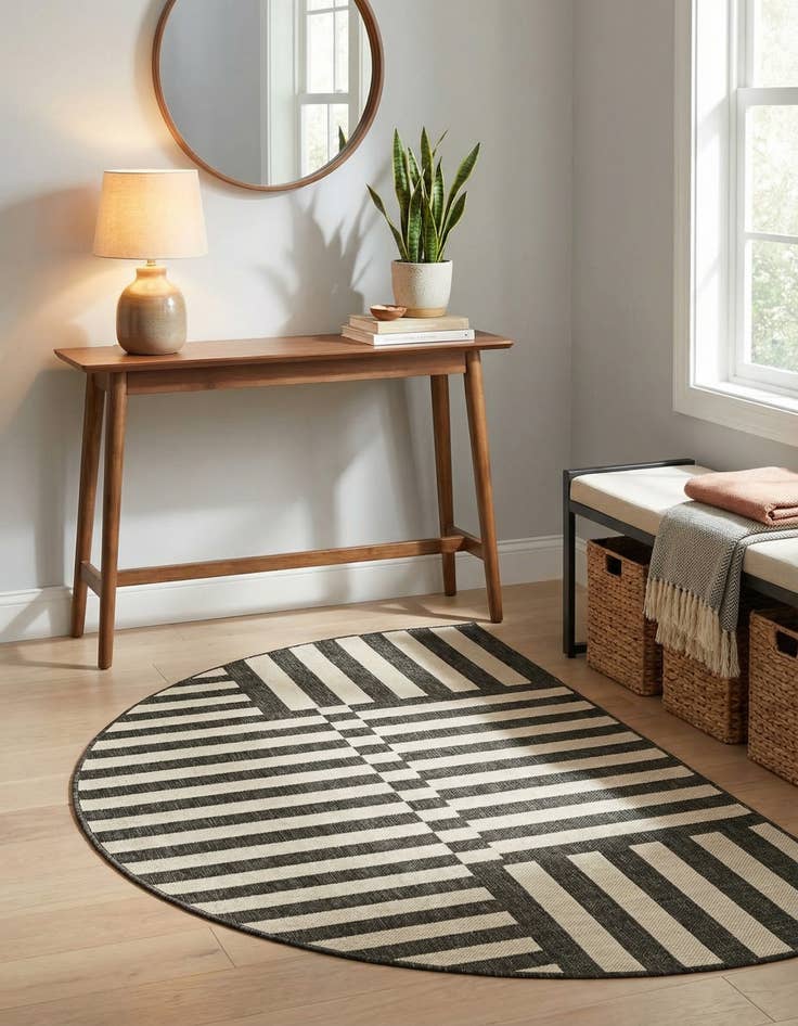 Detail image of 3' x 6'  Washable Striped Indoor / Outdoor Hearth Rug