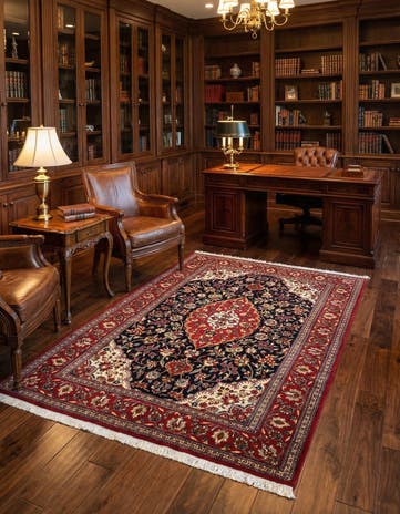 4' 9 x 7' 1 Hand Knotted Qom Persian Rug