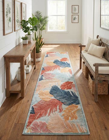 2' 7 x 12' Easy-Clean Botanical Indoor / Outdoor Runner Rug