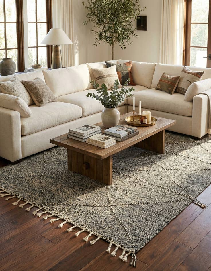 Detail image of 6' 5 x 9'  Hand Knotted Moroccan Wool Rug