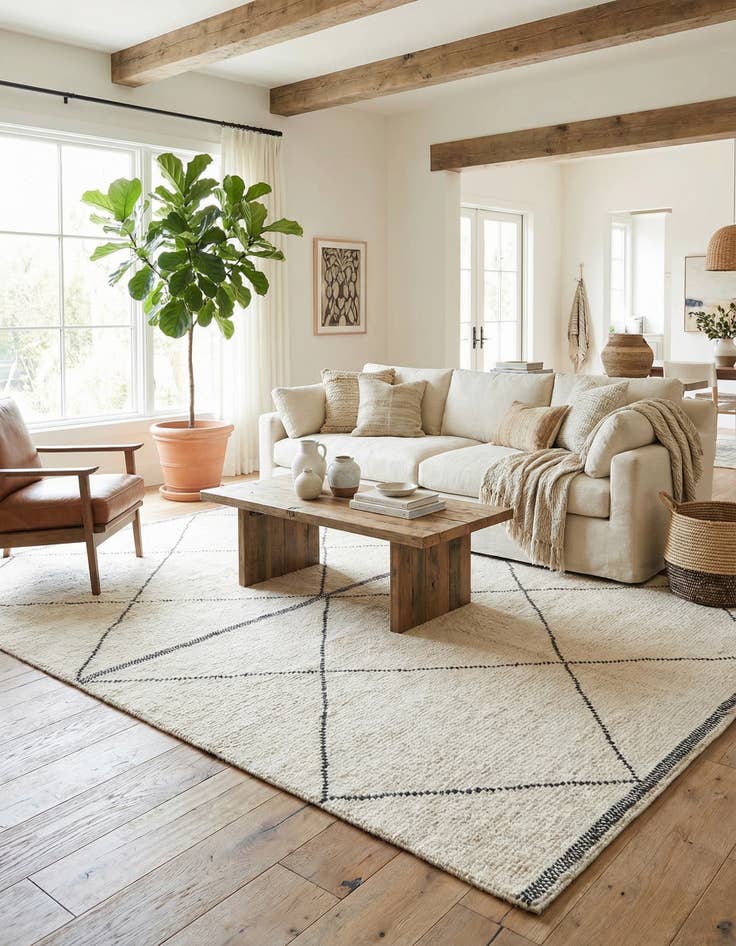 Detail image of 6' 5 x 9' 1 Hand Knotted Moroccan Wool Rug