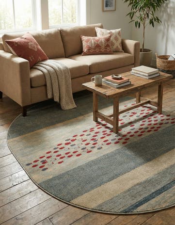 Blue Kashkuli Gabbeh Oval Rug