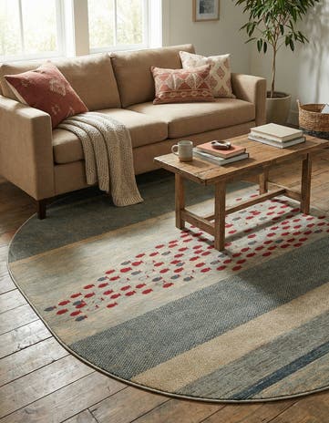 Blue Kashkuli Gabbeh Oval Rug