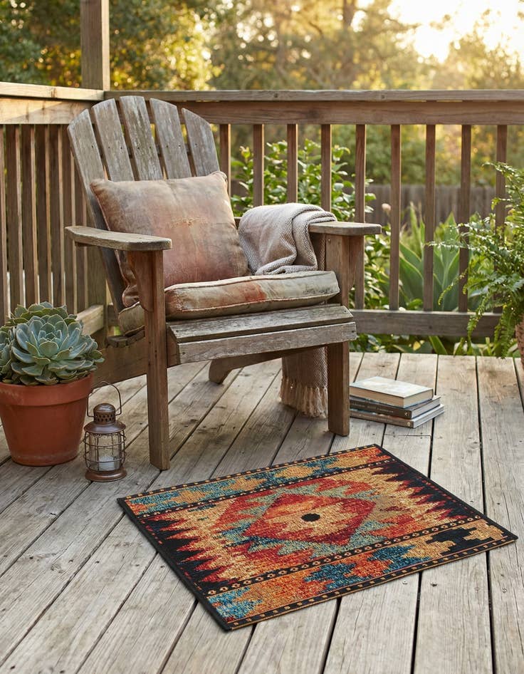 Detail image of  1' 4 x 1' 4  Washable Tribal Indoor / Outdoor Sample Rug