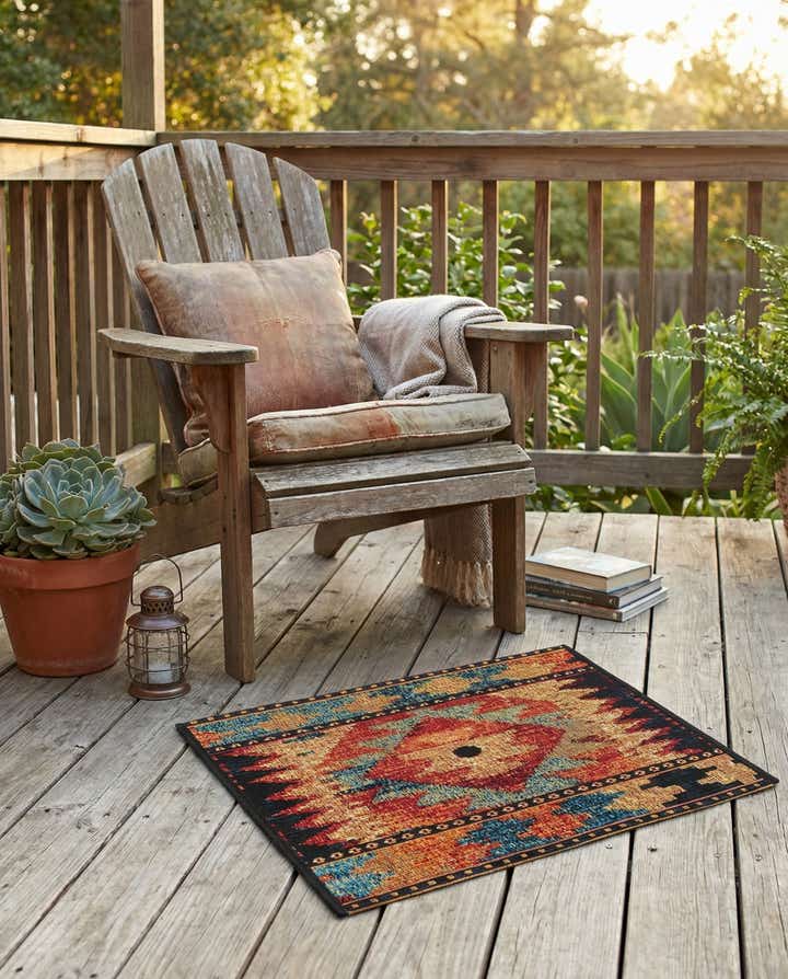 1' 4 x 1' 4 Easy-Clean Tribal Indoor / Outdoor Sample Rug