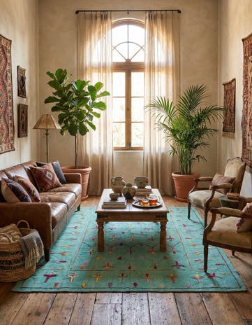 5' 9 x 7' 6 Hand Woven Kilim Suzani Wool Rug