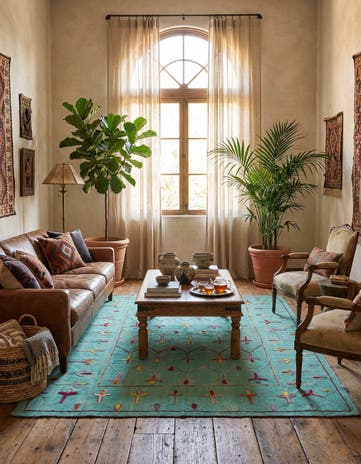 5' 9 x 7' 6 Hand Woven Kilim Suzani Wool Rug