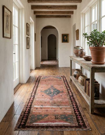 3' 7 x 7' 7 Hand Knotted Ultra Vintage Persian Wool Runner Rug