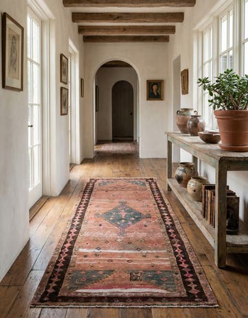 3' 7 x 7' 7 Hand Knotted Ultra Vintage Persian Wool Runner Rug
