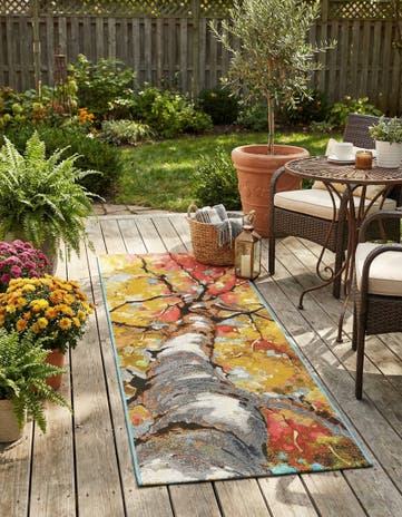 2' x 5' 1 Easy-Clean Botanical Indoor / Outdoor Runner Rug