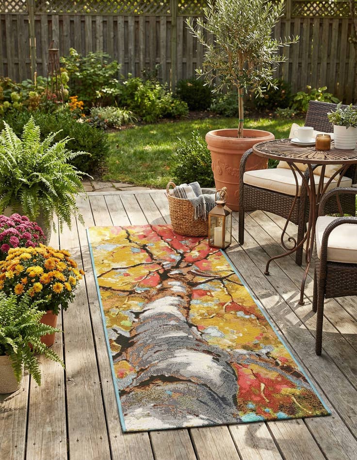 Detail image of 2' x 5' 1  Washable Botanical Indoor / Outdoor Runner Rug