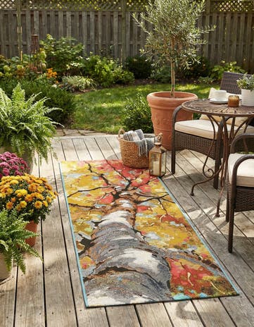 2' x 5' 1 Easy-Clean Botanical Indoor / Outdoor Runner Rug