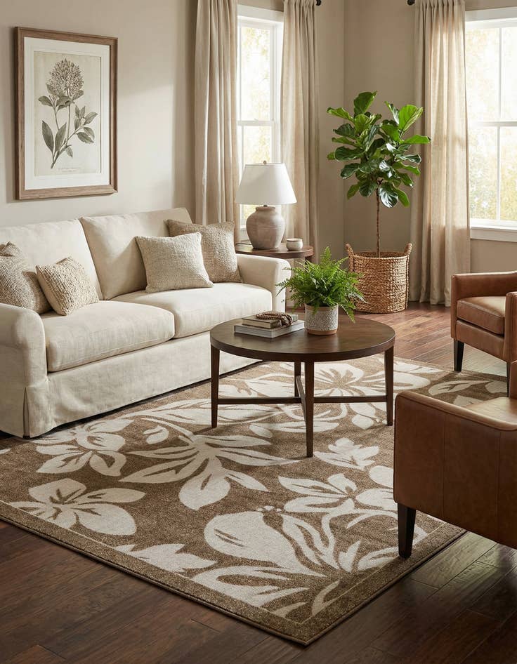 Detail image of 9' x 12'  Washable Botanical Indoor / Outdoor Rug