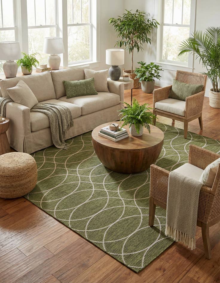 Detail image of 10' x 10'  Washable Trellis Indoor / Outdoor Square Rug