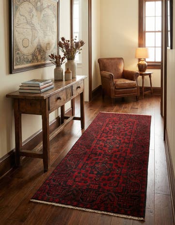 2' 9 x 6' 4 Hand Knotted Afghan Ersari Wool Runner Rug
