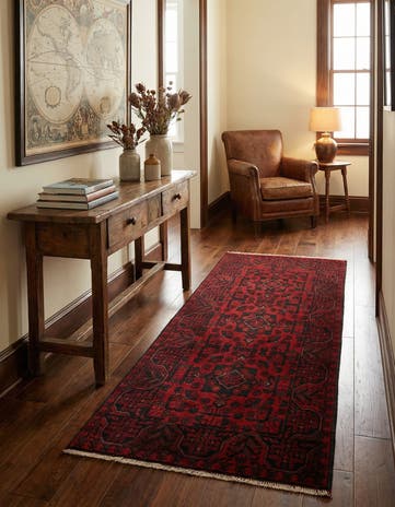 2' 9 x 6' 4 Hand Knotted Afghan Ersari Wool Runner Rug