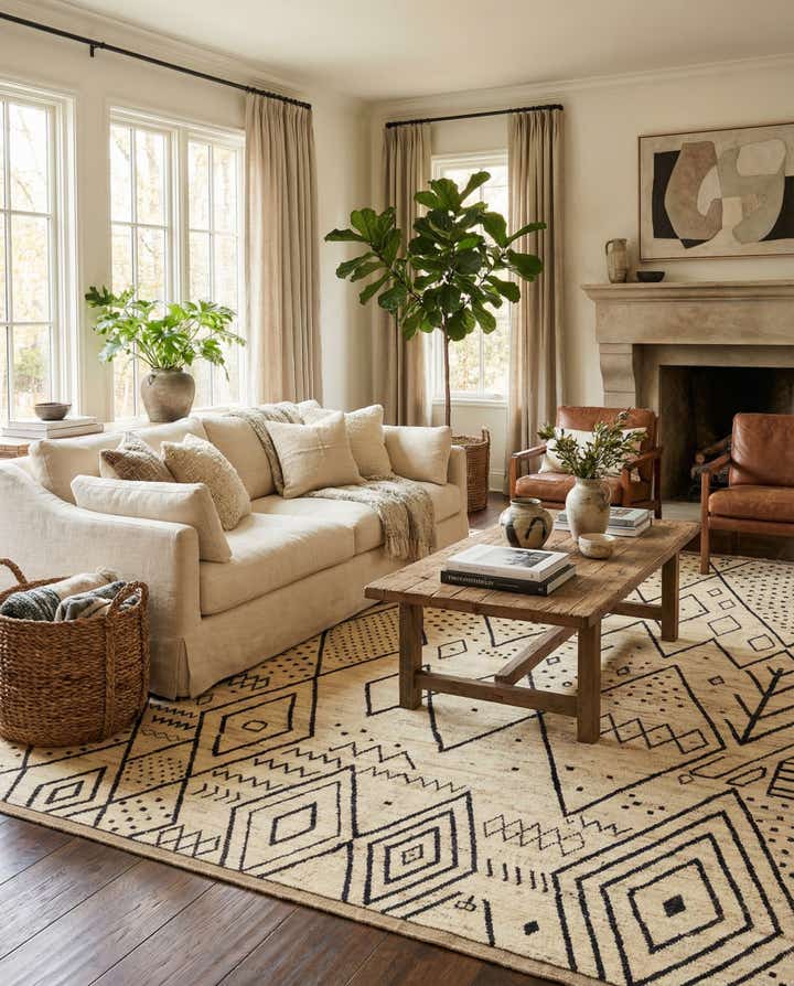 12' 6 x 17' 4 Hand Knotted Moroccan Wool Rug